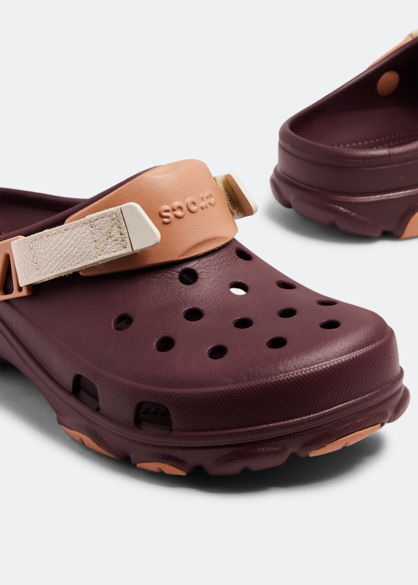 metallic burgundy crocs
