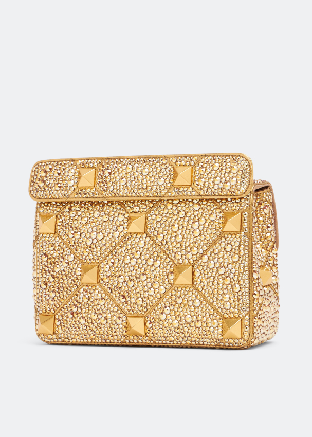 Roman Stud-embellished diamond-quilted clutch bag
