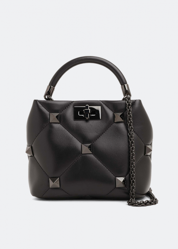 Valentino Garavani Roman Stud small top-handle bag for Women - Black in ...
