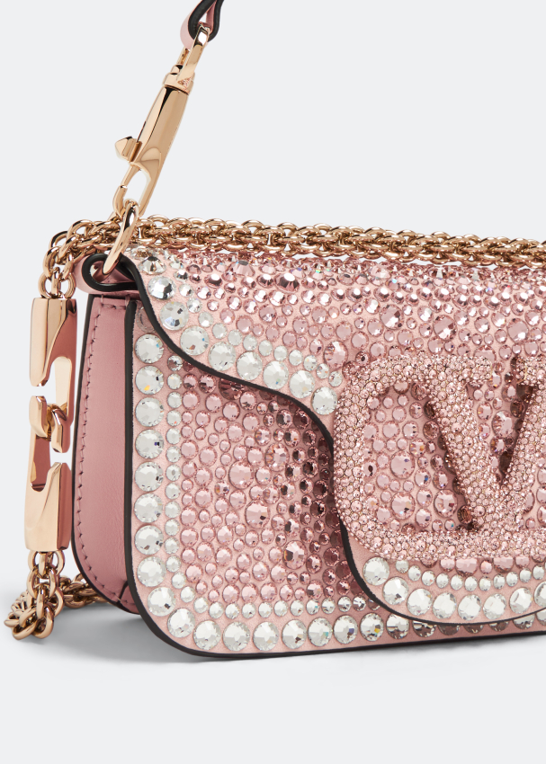 V Sling Micro Embellished Crossbody Bag in Pink - Valentino Garavani