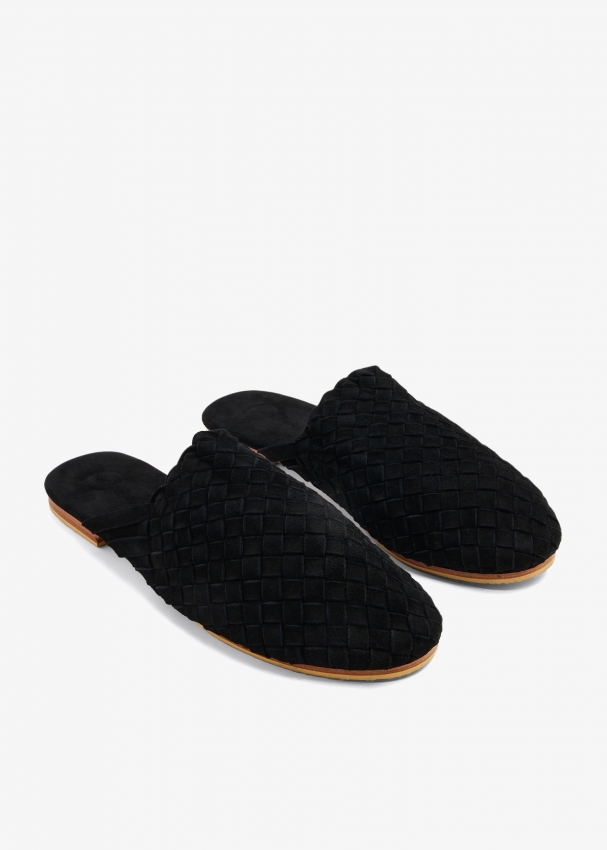 Cecilehob Handwoven suede slippers for Men Black in UAE Level