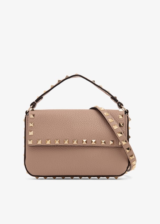 Rockstud leather crossbody bag Valentino Garavani Beige in Leather