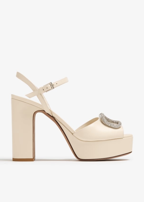 Cream platform sandals shop