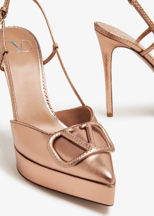Valentino Garavani VLogo Signature platform pumps for Women Metallic in Kuwait Level Shoes