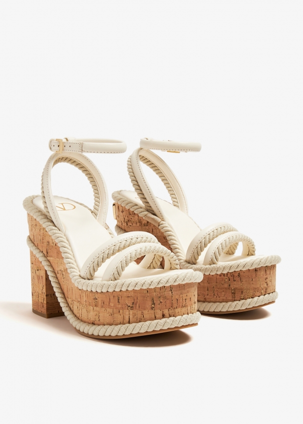 Valentino Garavani VLogo Summerblocks wedge sandals for Women White in KSA Level Shoes