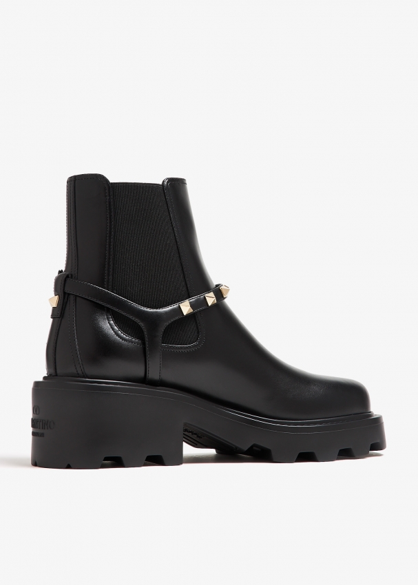 Valentino Garavani Rockstud Beatle boots for Women Black in KSA Level Shoes
