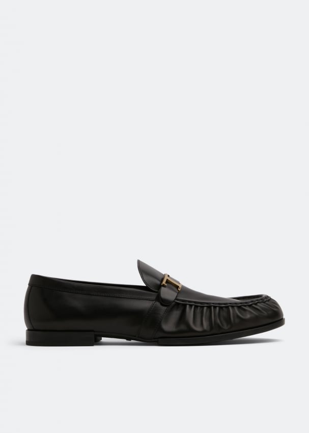 Mens black leather loafers sale sales