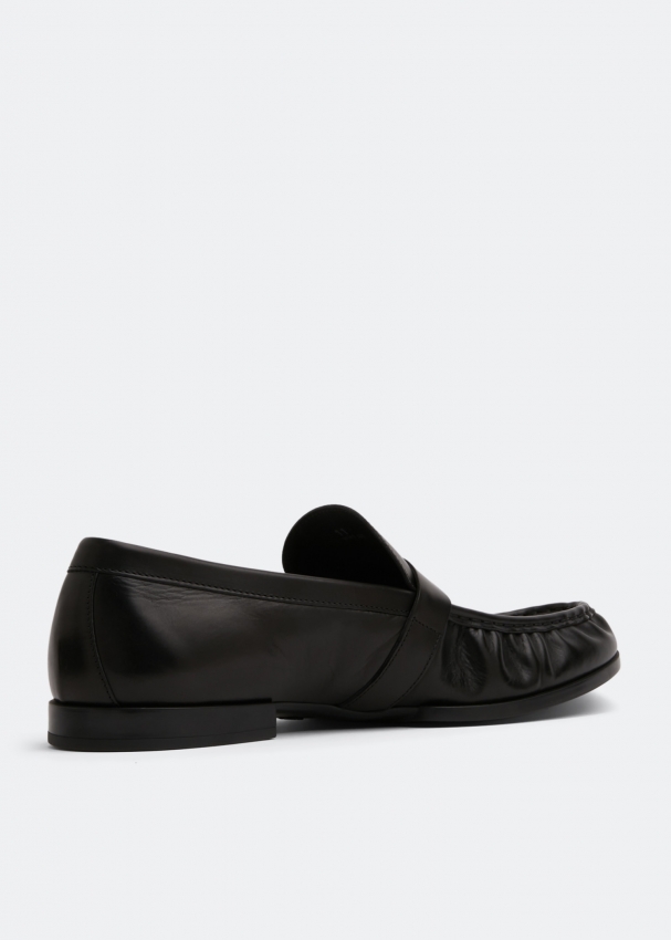 Mens black leather loafer shoes best sale