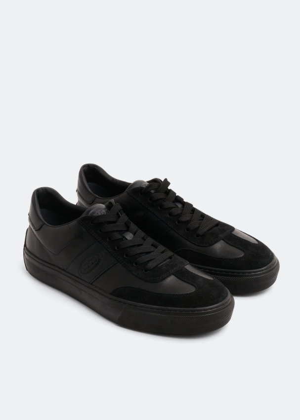 All black outlet leather sneakers mens