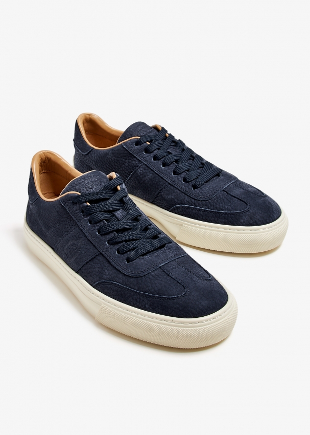 Mens navy leather sneakers on sale