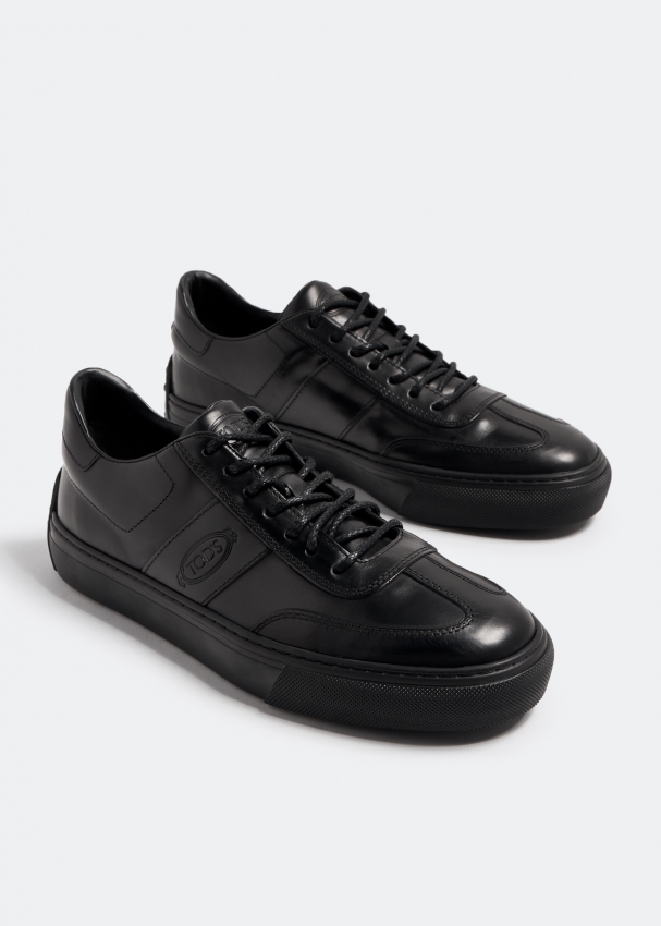Full black leather sneakers sales