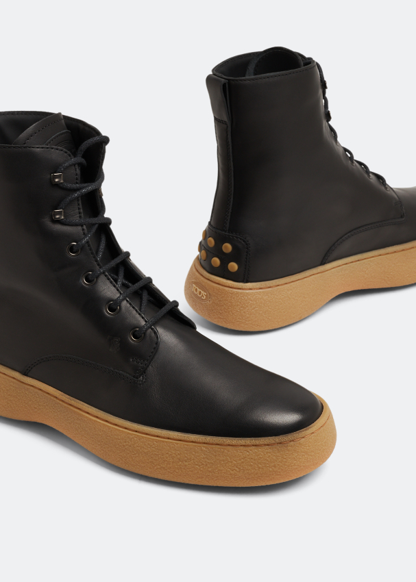 Mens black lace up best sale leather boots