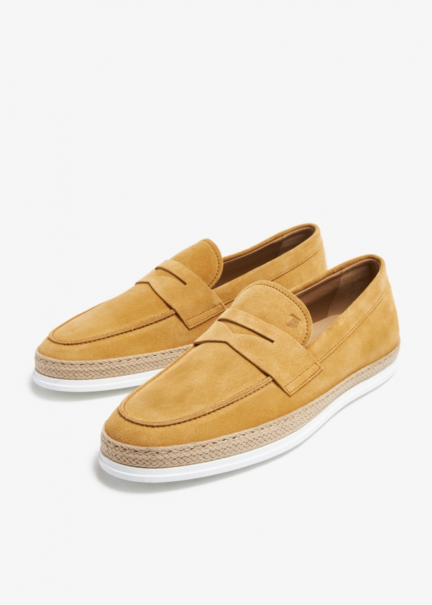 Yellow suede loafers outlet