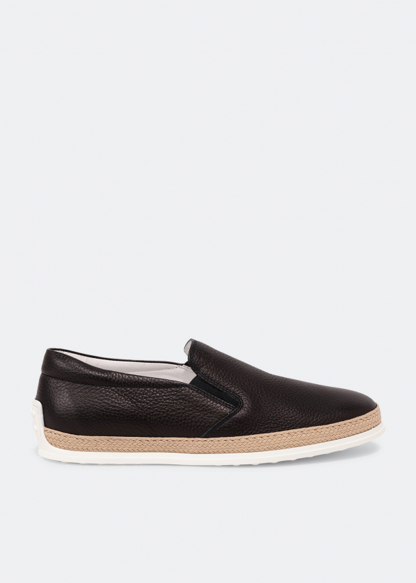 Black leather slip sale on loafers