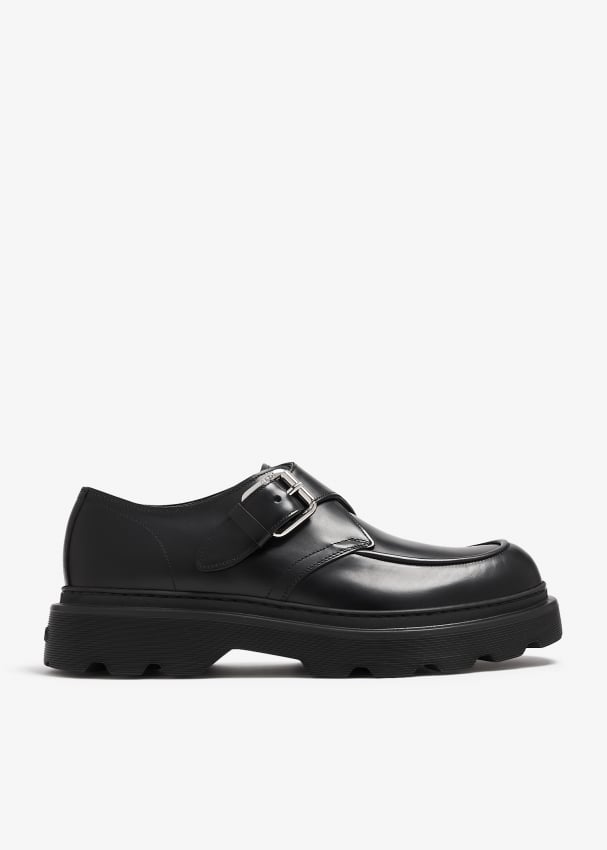 Mens leather monk shoes hot sale