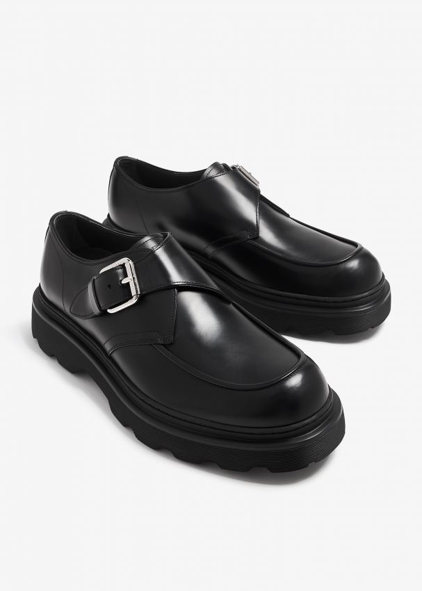 Monk strap black shoes top