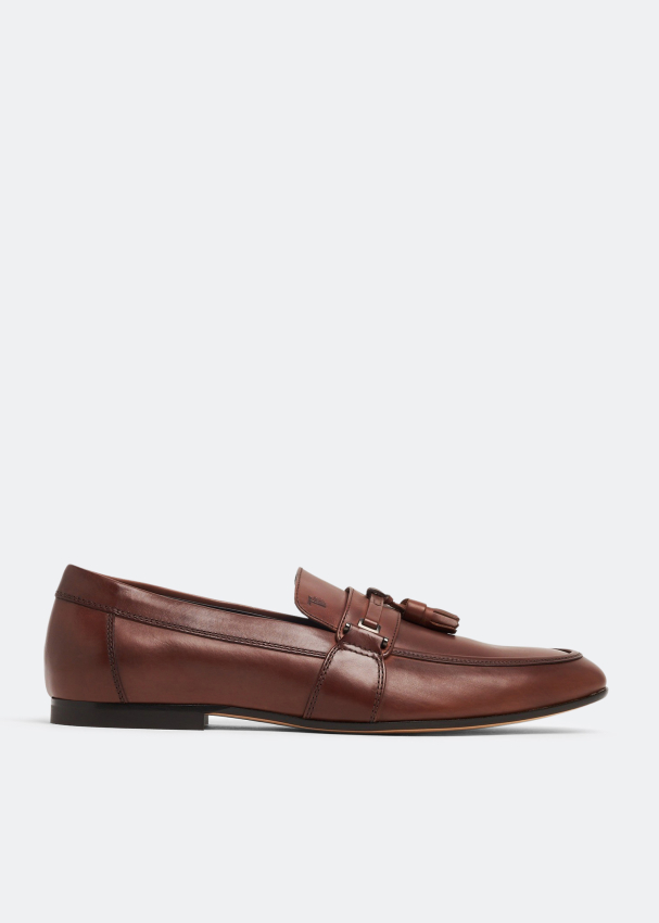 Leather top tassel loafers