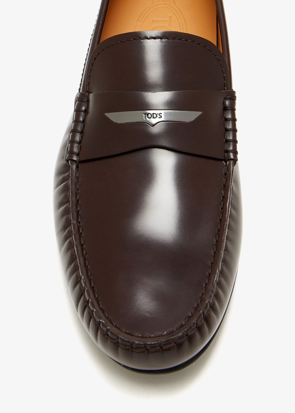TOD'S Men's City Gommino Leather Driver Loafers Brown Size 6.5