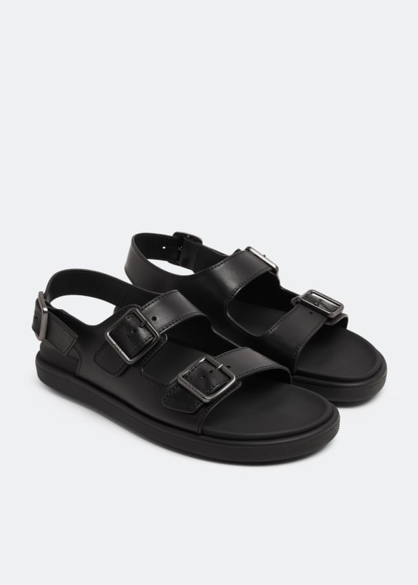 Mens leather sandals 2025 black