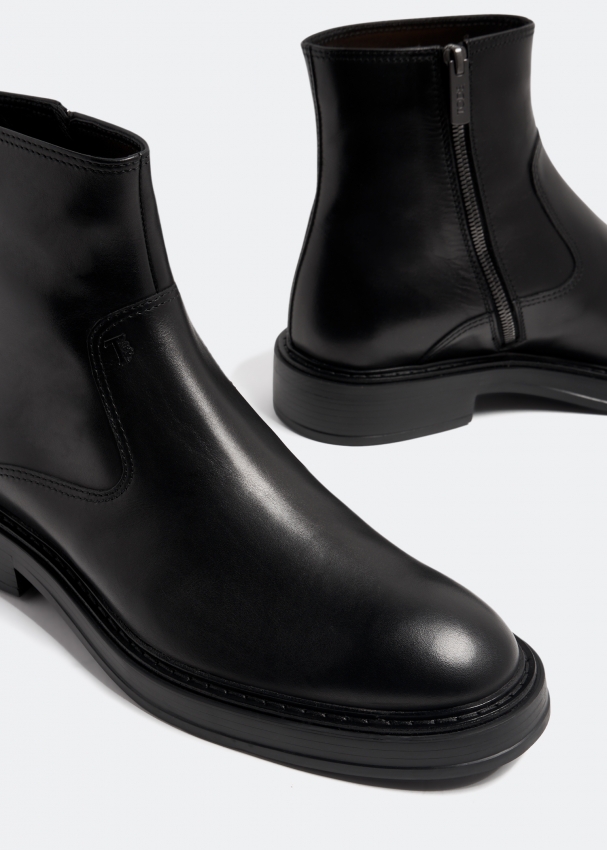 Mens black zip shop up chelsea boots