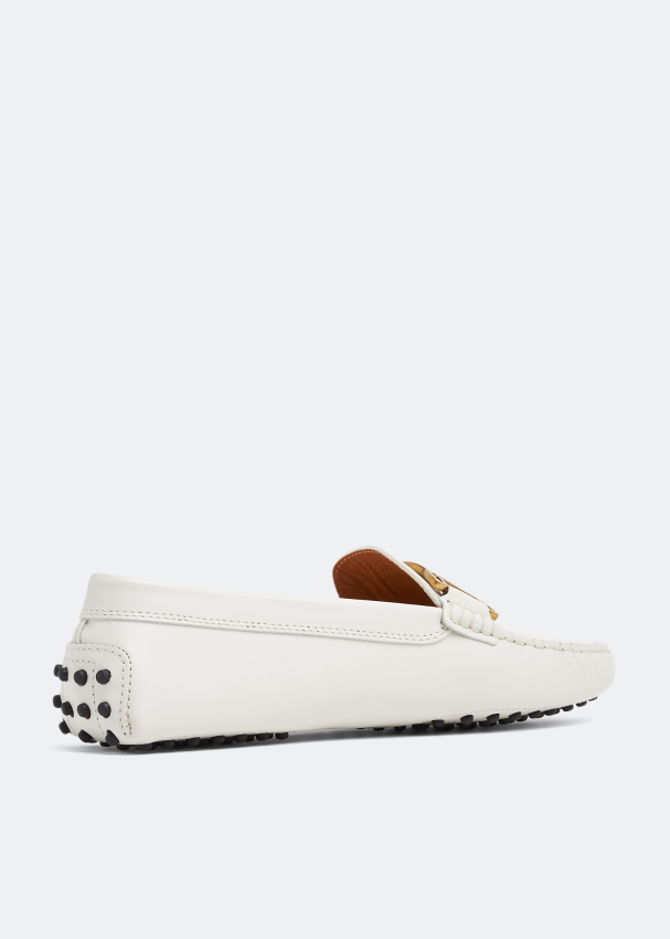 Chaussures TOD'S Femme 'Kate' Loafer Avec Chaîne - Cuir Orange Clay, Semelle Gommino, Neuf Avec Boîte