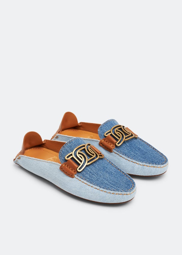 Tod's Gommino denim slippers for Women - Blue in UAE | Level Shoes
