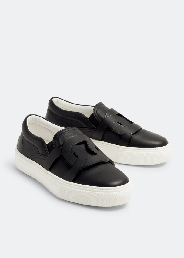 Slip on sneakers leather top