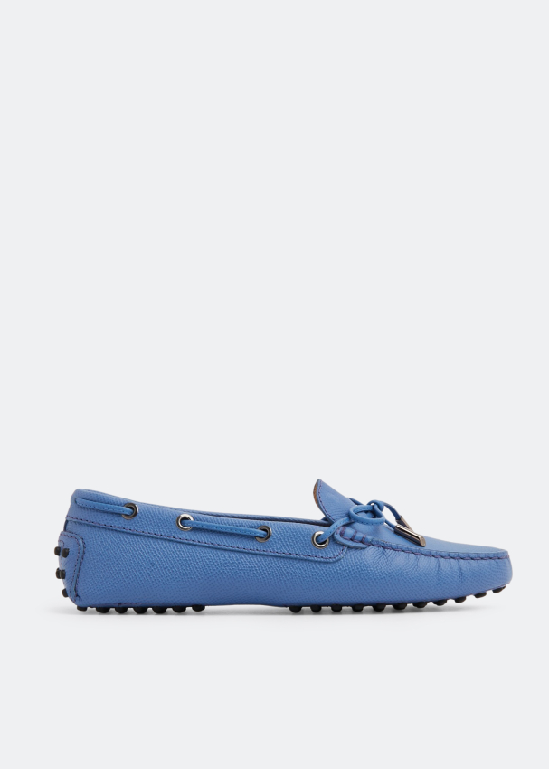 Blue leather driving shoes sales
