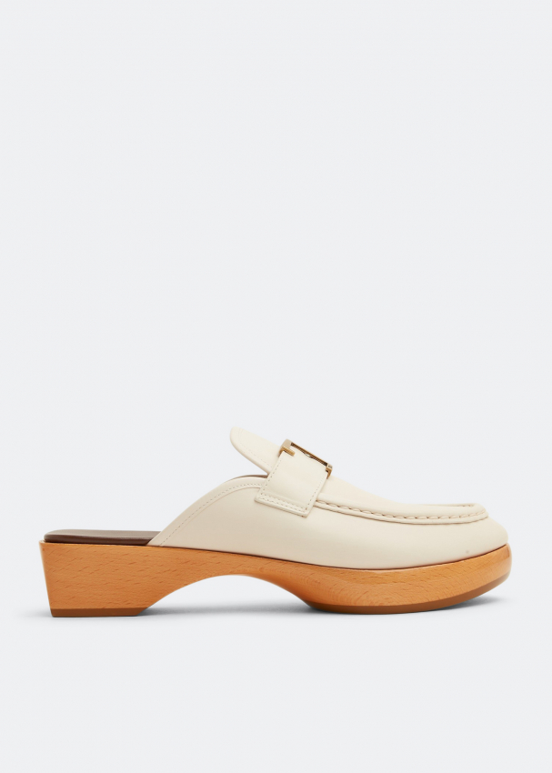 Ladies white leather mules 2025