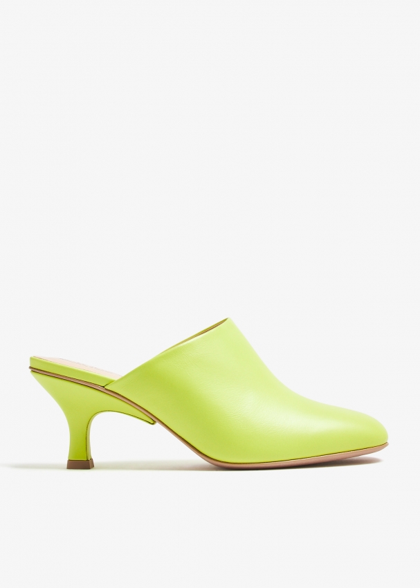 Green leather mules hotsell