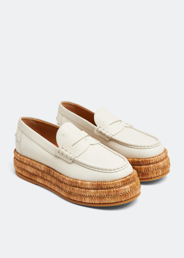 Tod s Platform leather loafers for Women White in UAE Level Shoes