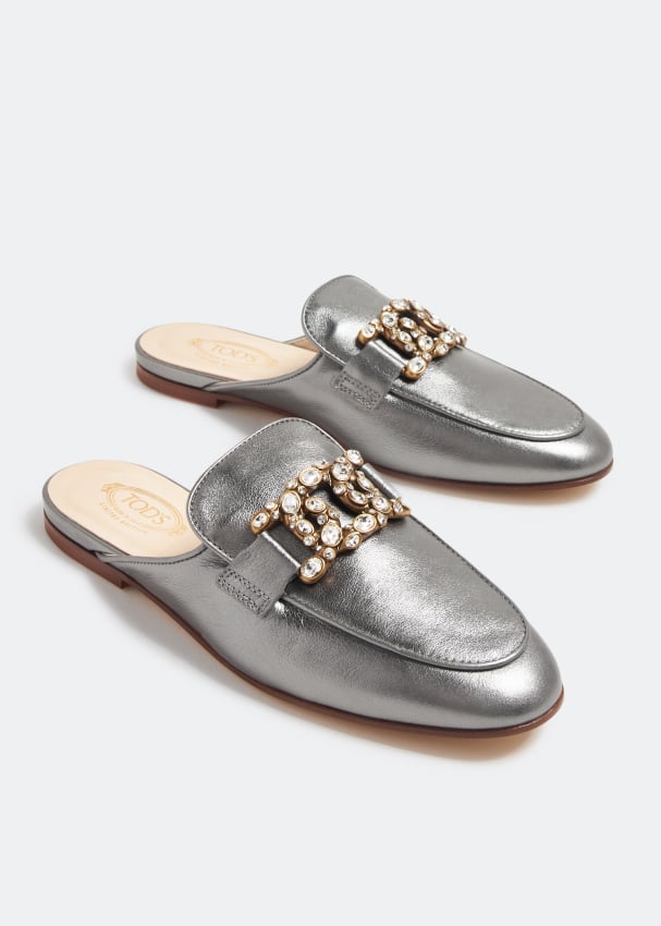 TOD'S Embellished leather slippers | THE OUTNET