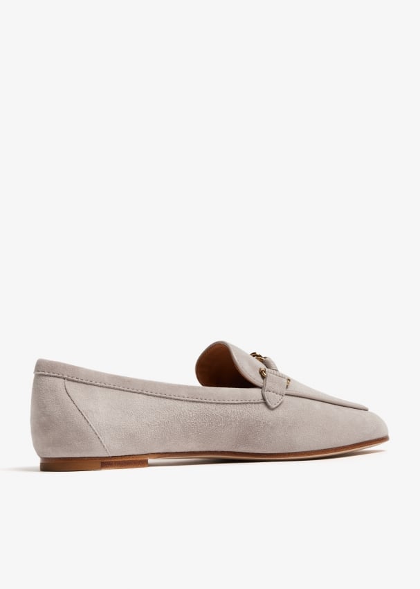 Ladies grey suede loafers on sale