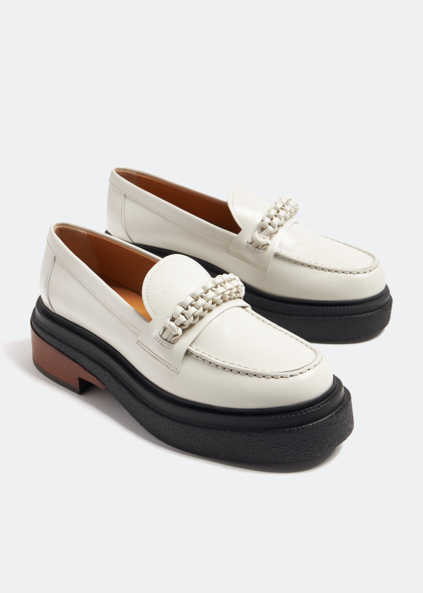 White discount woven loafers