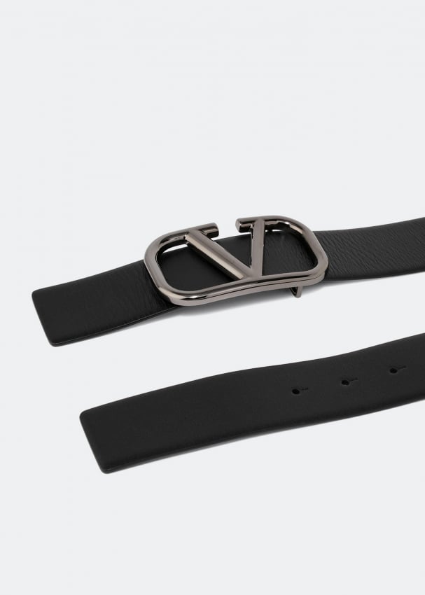 Valentino Garavani - Men - Vlogo 3cm Leather Belt Black - EU 90