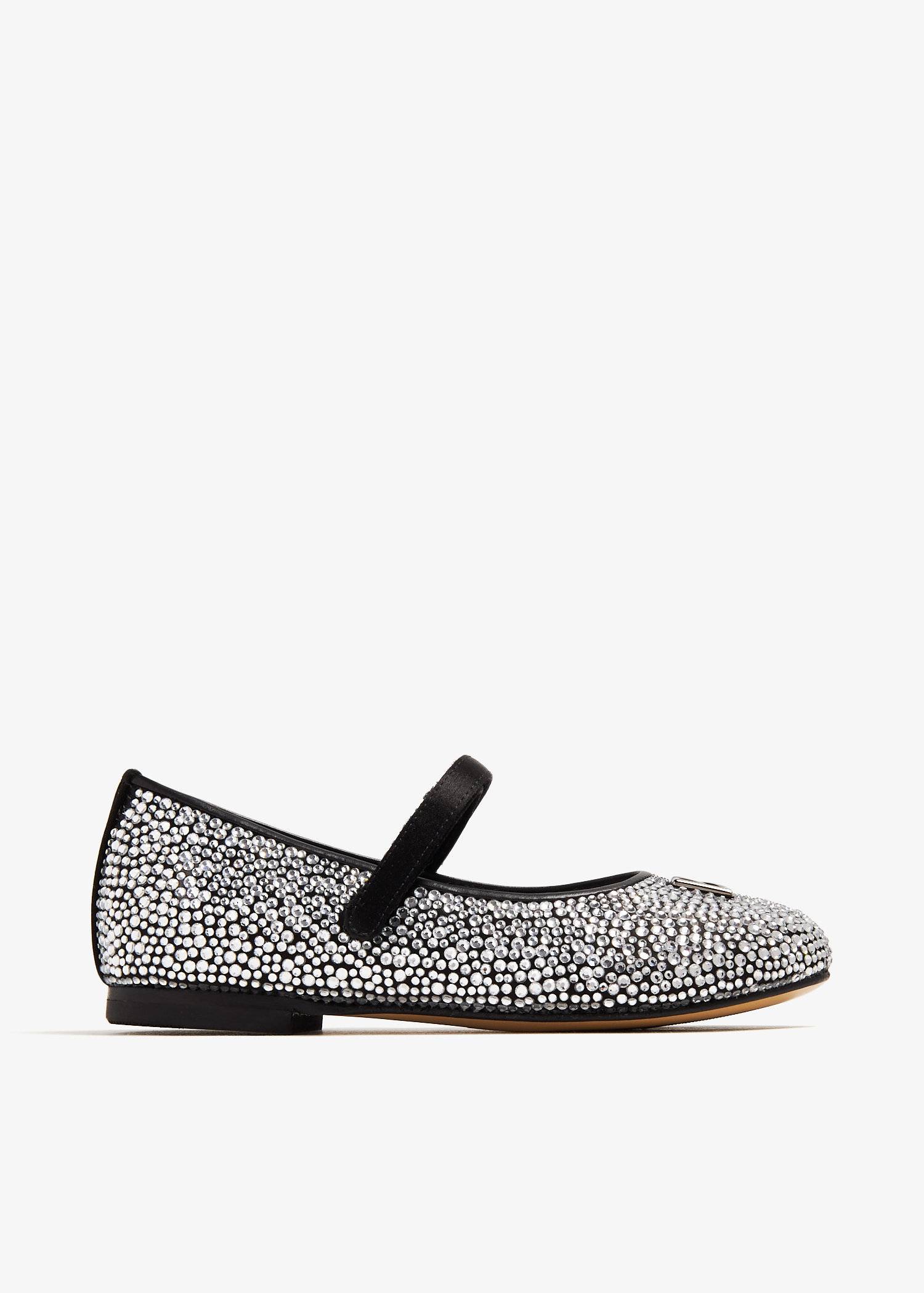 

Rhinestone satin ballet flats, Black
