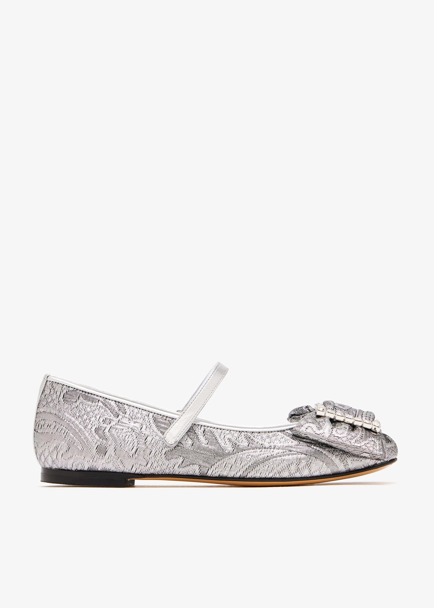

Bow-embellished jacquard ballerinas, Silver