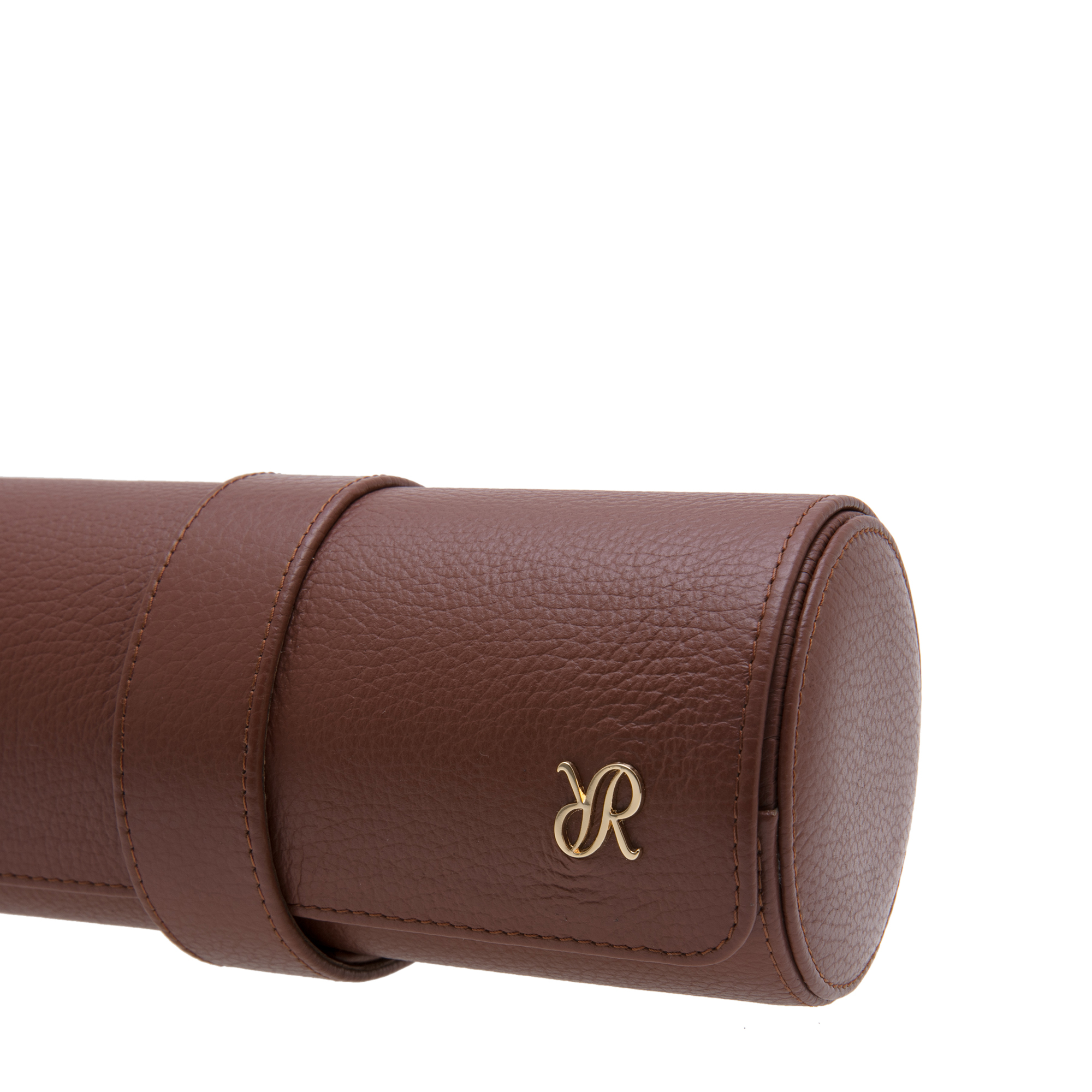 

Three watch leather roll case, Black