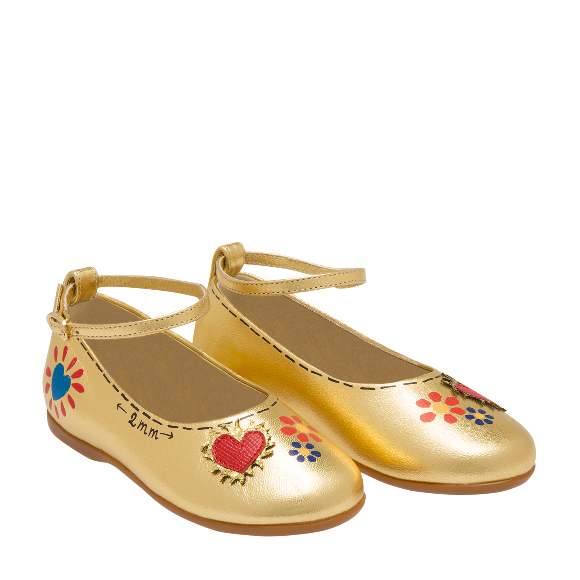 

Heart ballet flats, Gold