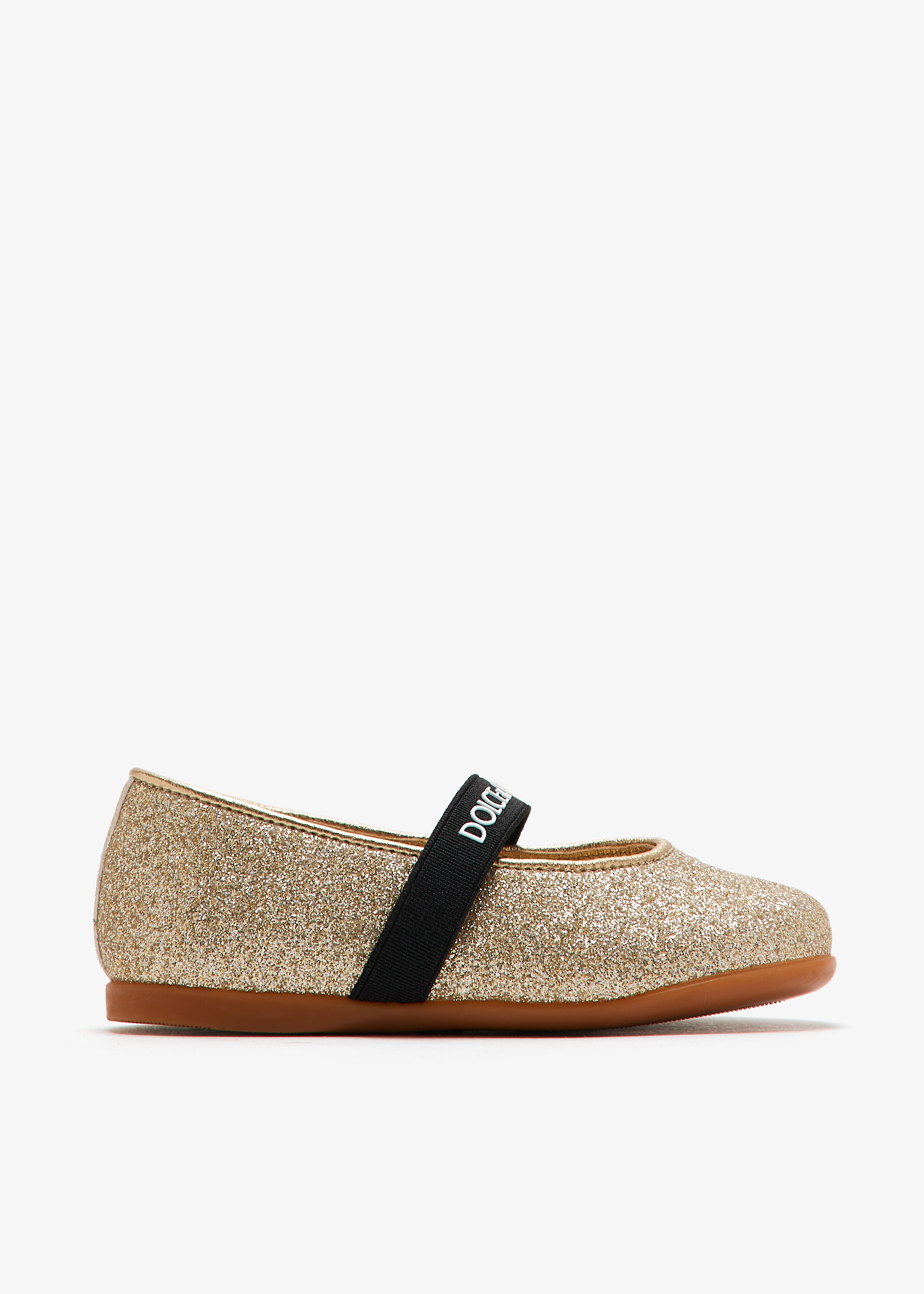 

Glitter nappa leather ballet flats, Gold