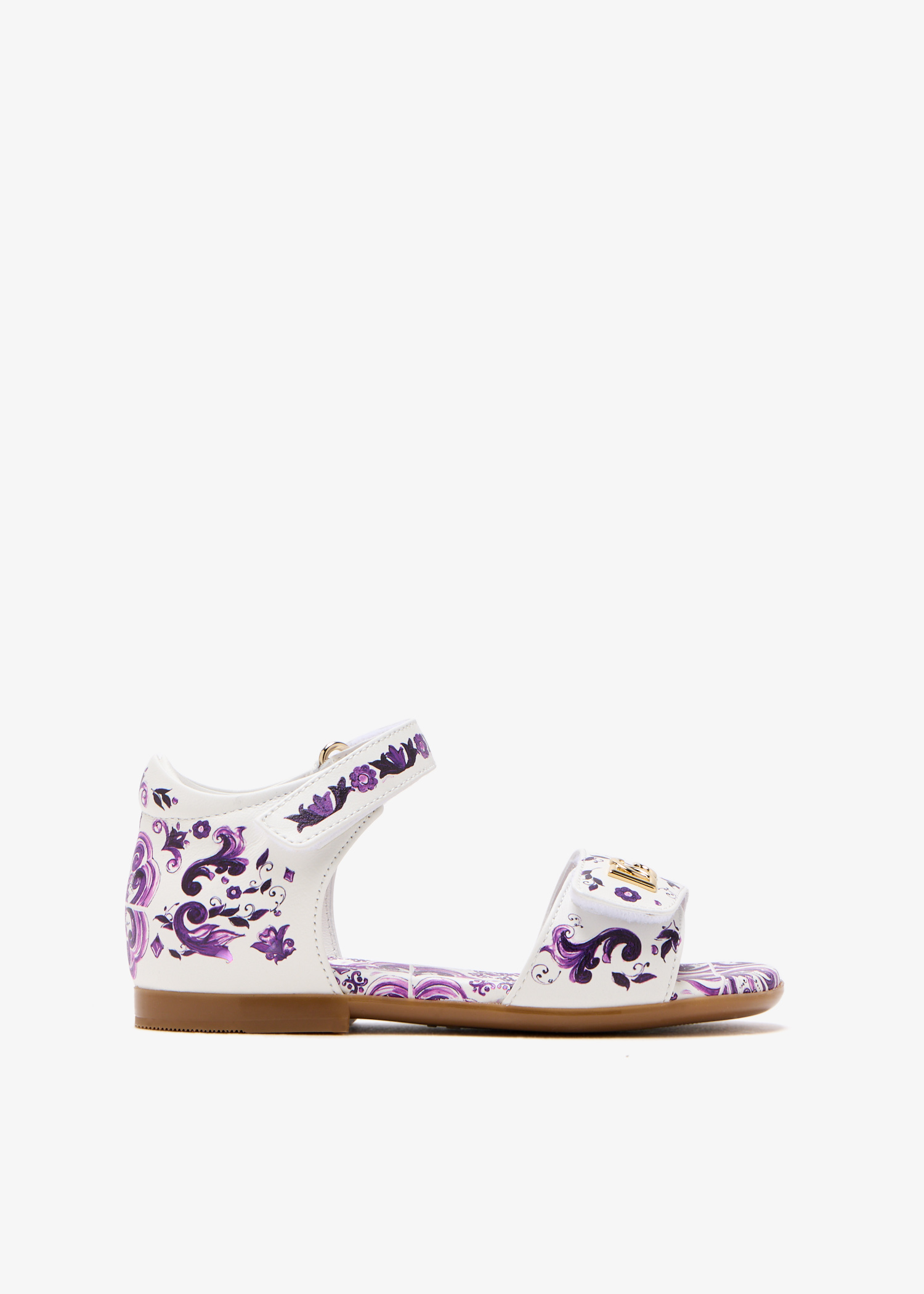 

Maiolica-print leather sandals, Purple