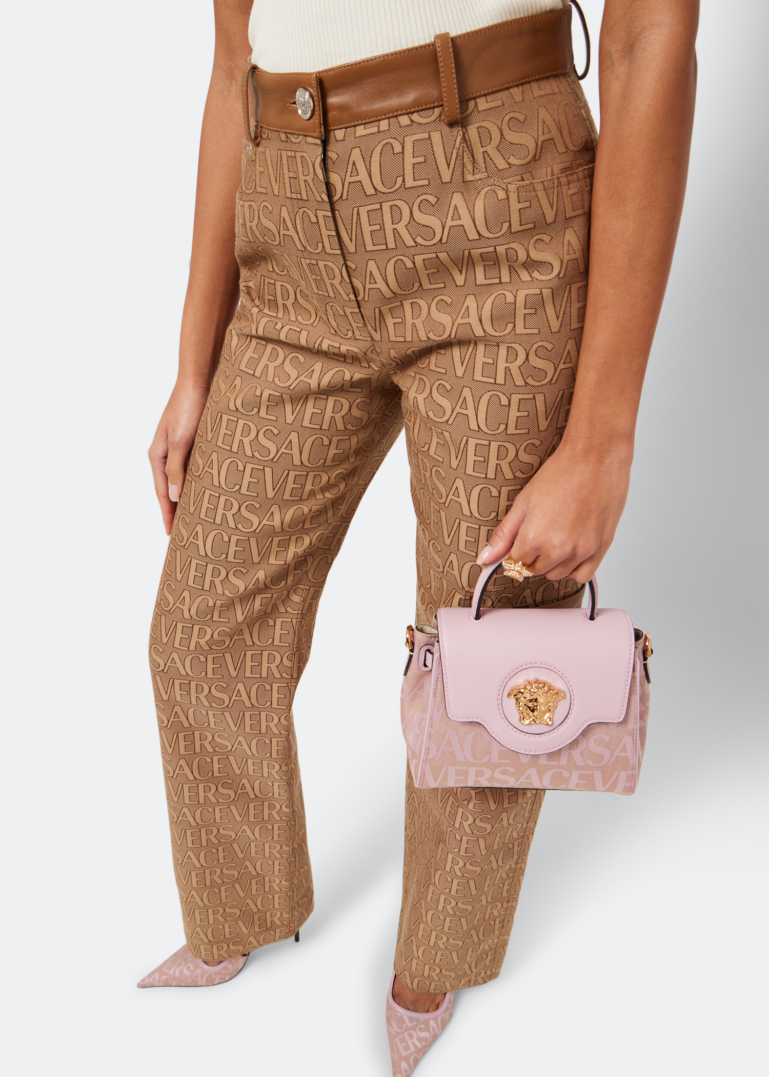 

Versace Allover La Medusa small bag, Pink