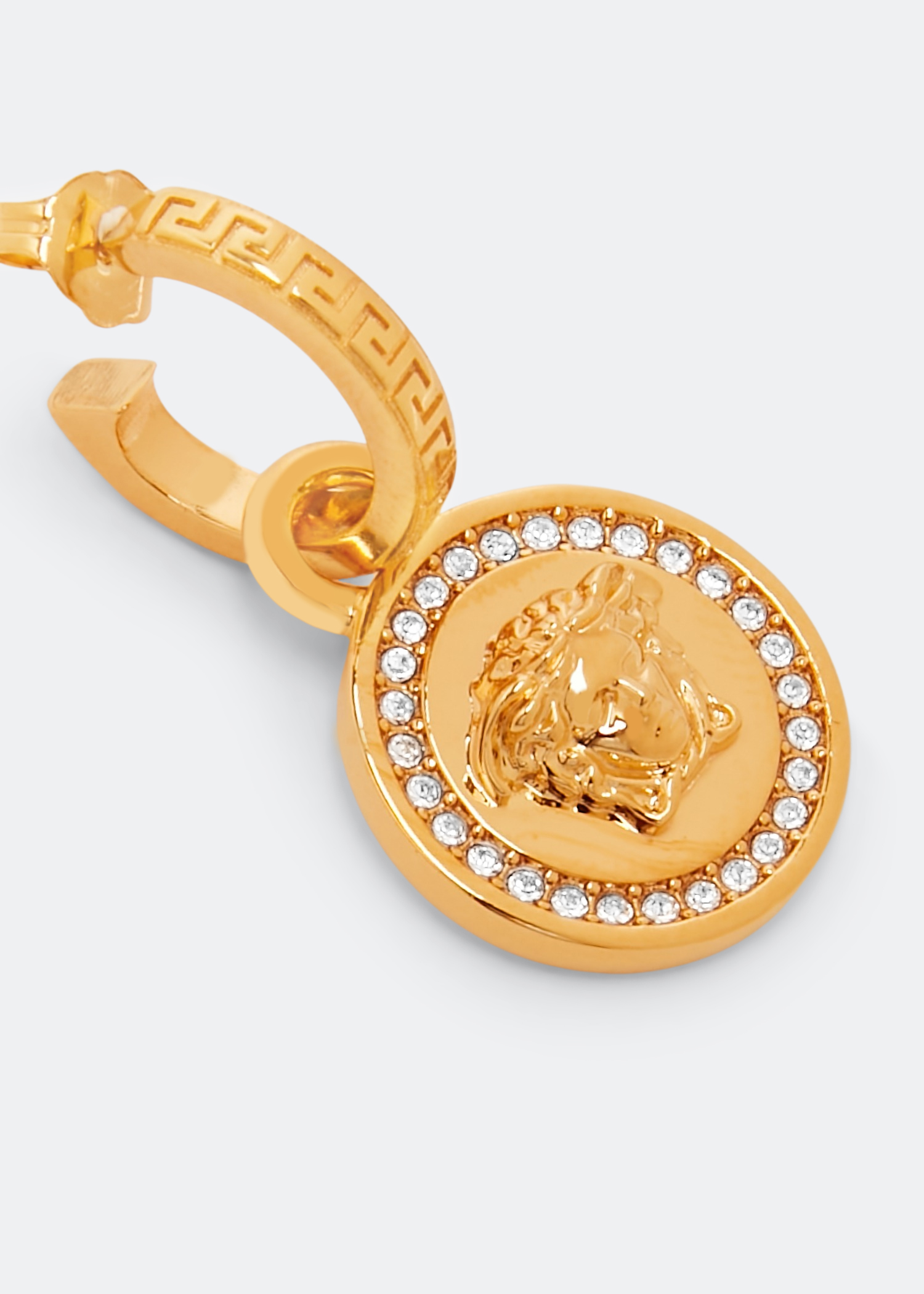 

Greca and Medusa drop earrings, Gold