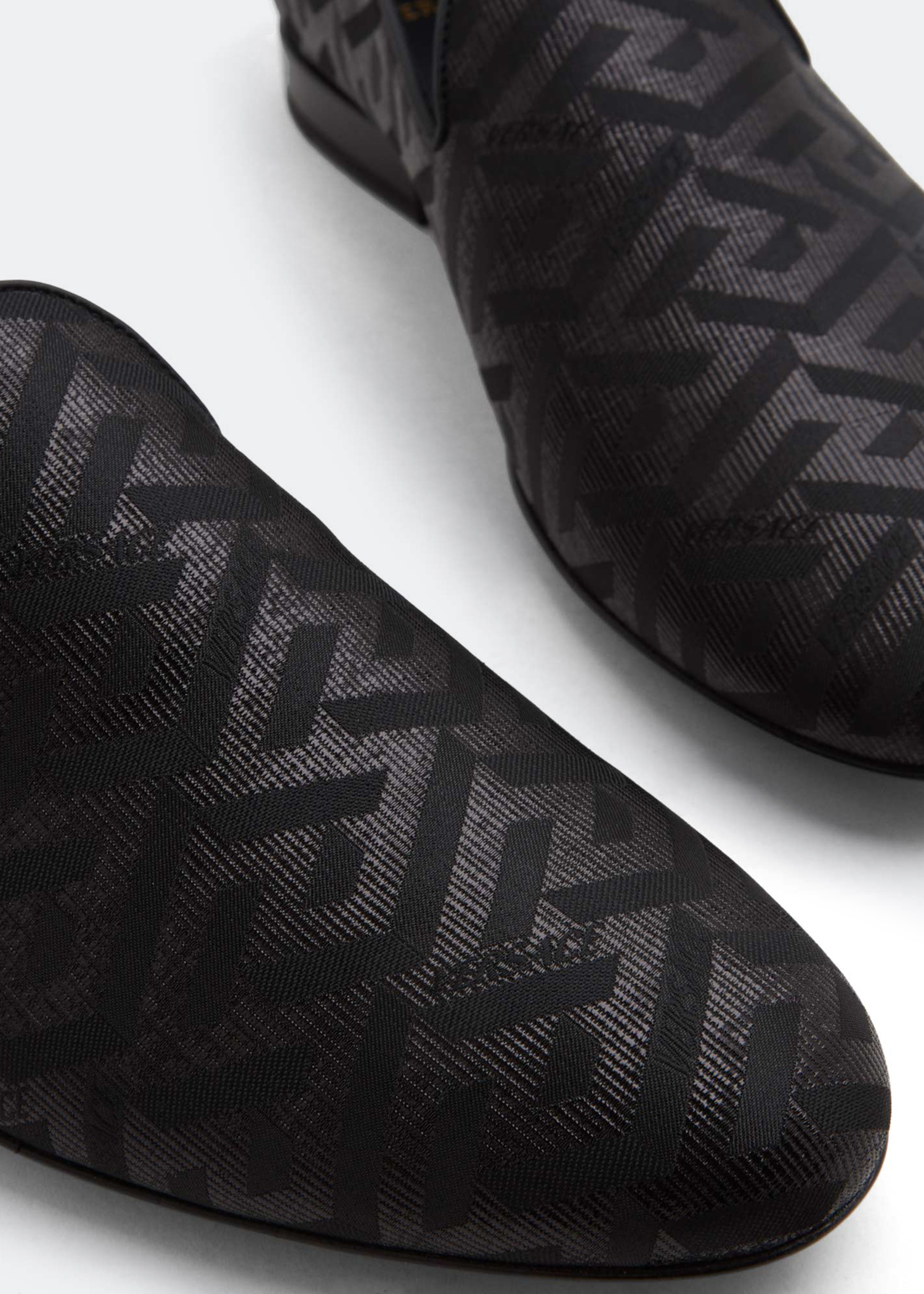 

La Greca jacquard slippers, Black