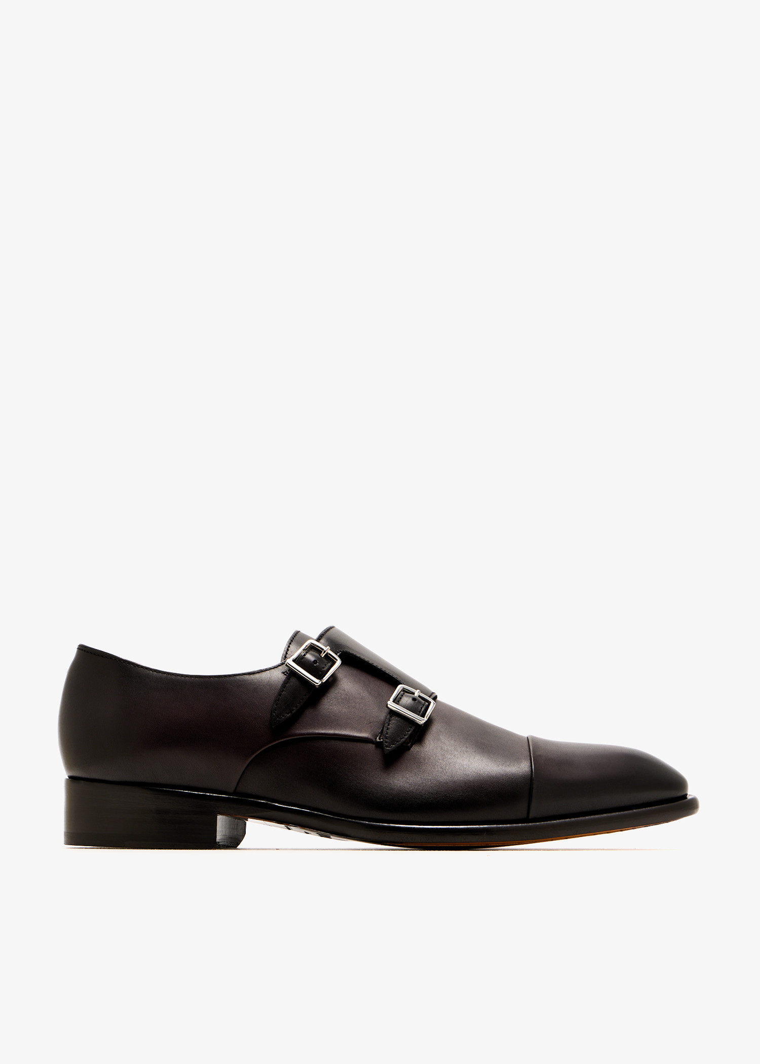 

Leather monk strap shoes, Brown