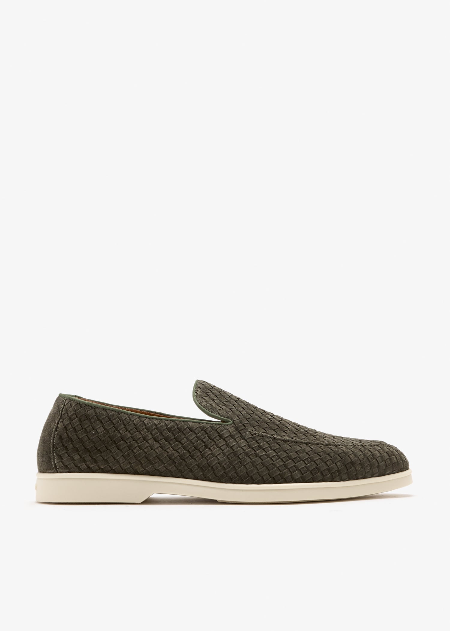 

Woven suede loafers, Green