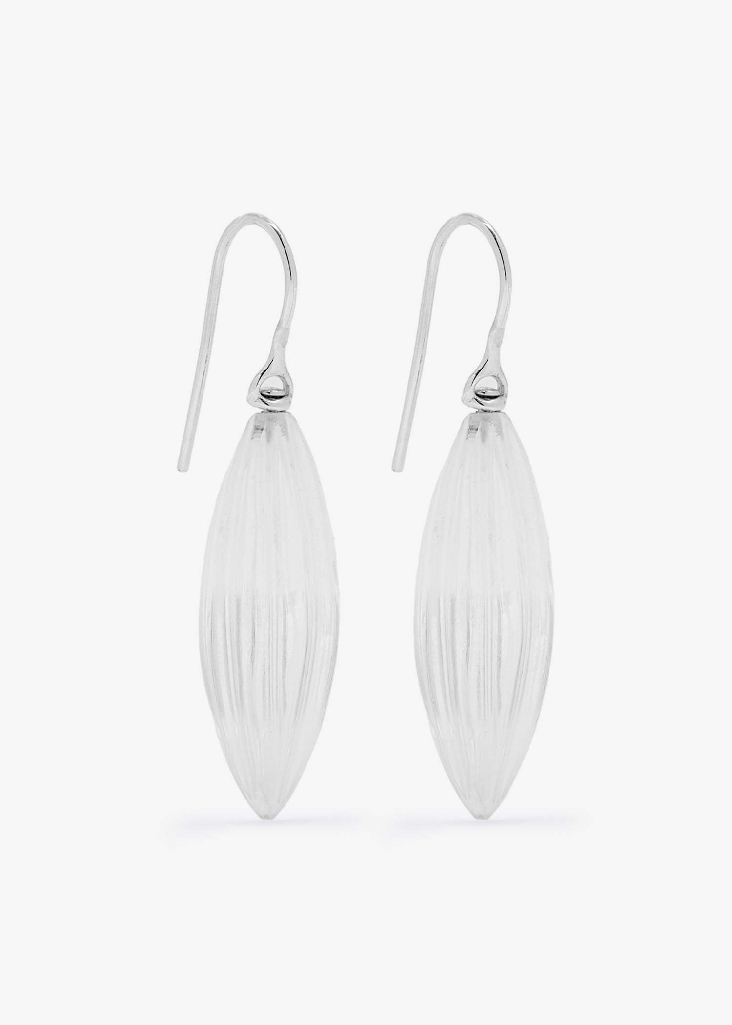 

Large elongated ridge earrings, Silver