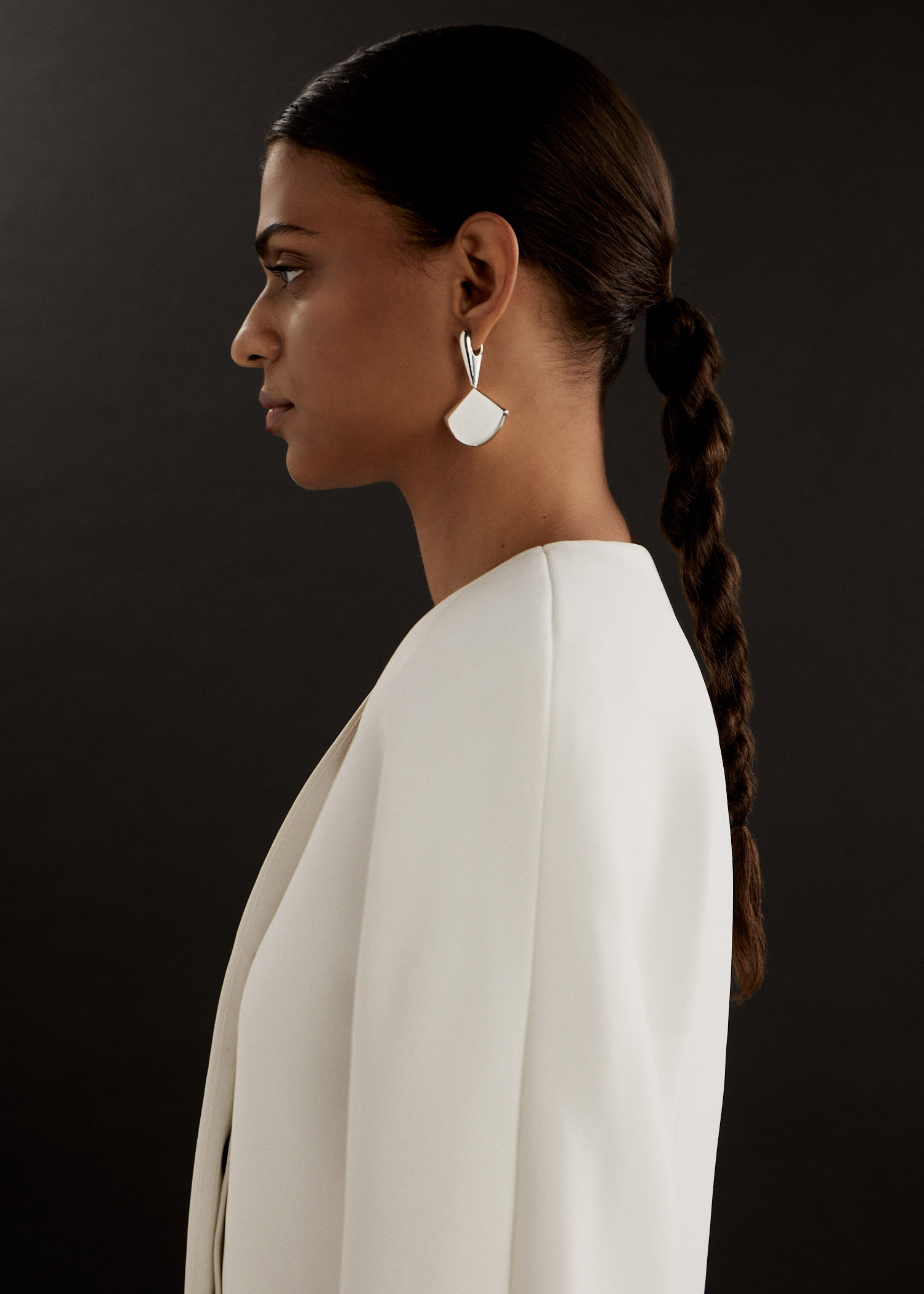 

Large Fan drop earrings, Silver