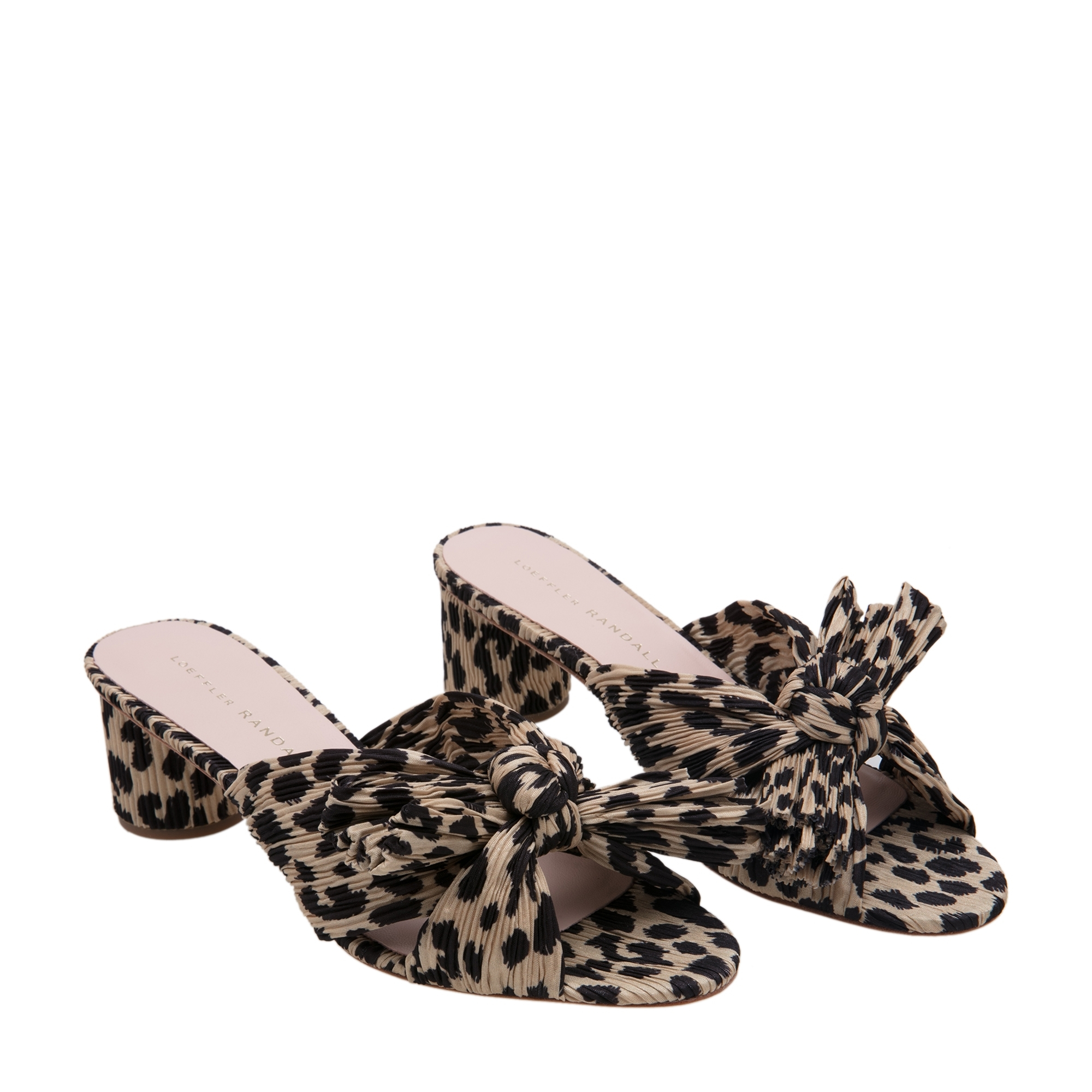 

Emilia pleated knot mules, Animal print