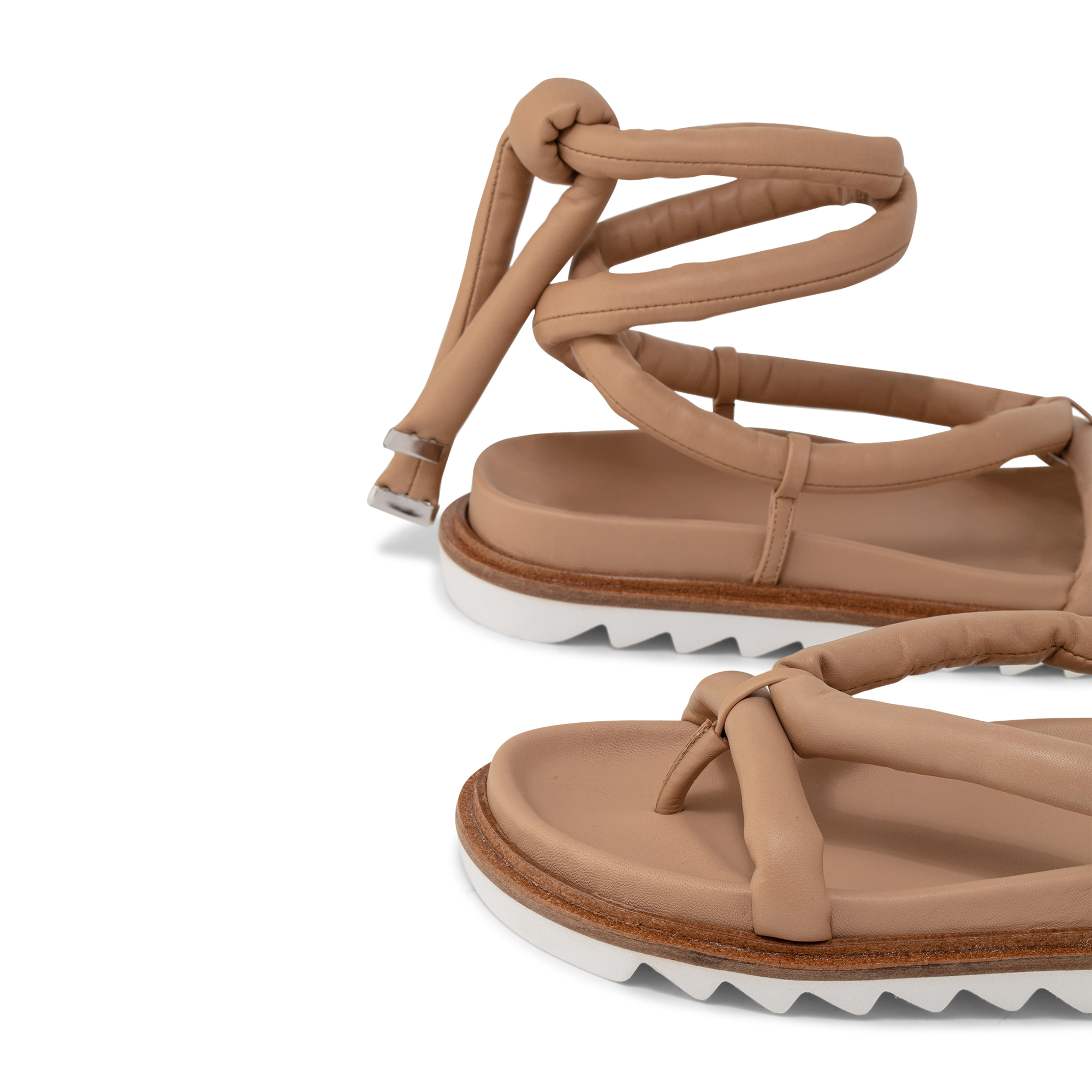 

Tubular wrap flat sandals, Beige